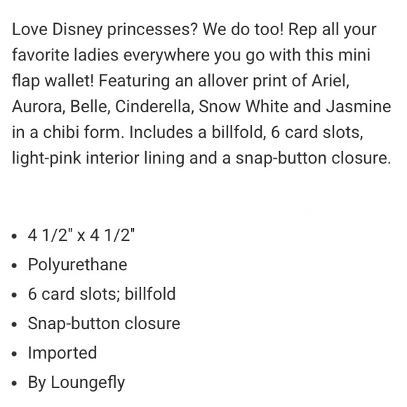 LOUNGEFLY DISNEY PRINCESS Chibi MINI BACKPACK, WALLET & CARDHOLDER! Cute Big Eye - Picture 10 of 14